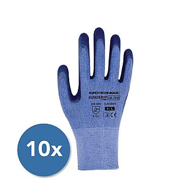 Latex coated glove, blue, 10/1
