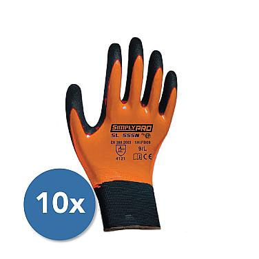 Nitrile coated glove, orange, 10/1